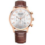MEGIR New Chronograph 24 Hours Men Watch Leather Strap Business Casual Watch Quartz Watch Men Wristwatch