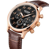 MEGIR New Chronograph 24 Hours Men Watch Leather Strap Business Casual Watch Quartz Watch Men Wristwatch