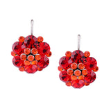 Fashion rhinestone flower shaped rose red crystal earrings for women party shamballa boho earrings