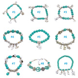 Hot Sale 8 Designs Animal & key & Star Elephants Bracelet Retro bohemian Style beaded Turquoise Fashion Women Bracelet Jewelry