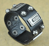 Summer style Men Woman Bracelets Rock Punk Leather Rock Cool Metal Stud Clasp Genunine Wrist Watch Design Leather Bracelet