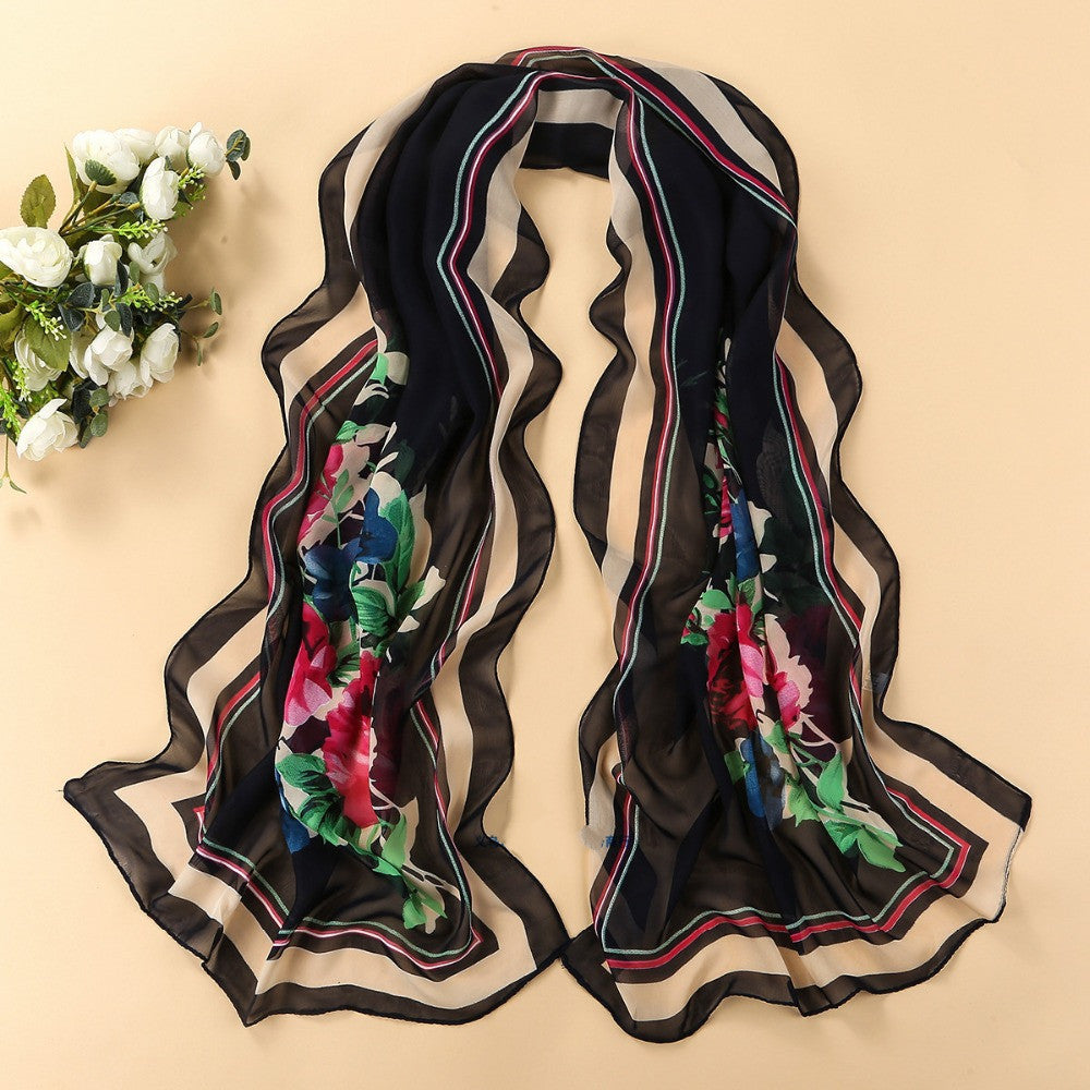 Women's scarf leopard scarf print long shawl cape silk chiffon tippet muffler