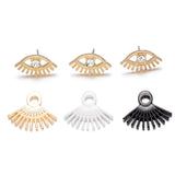 women alloy crystal eye ear jacket 3 colors paint black white stud earrings girls exquisite jewelry