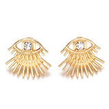 women alloy crystal eye ear jacket 3 colors paint black white stud earrings girls exquisite jewelry