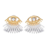 women alloy crystal eye ear jacket 3 colors paint black white stud earrings girls exquisite jewelry