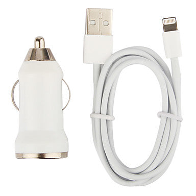 Tiny Car Charger with 100cm Apple 8 Pin Cable for iPhone 6 iPhone 6 Plus iPhone 5,iPod (DC12-24V,1A)