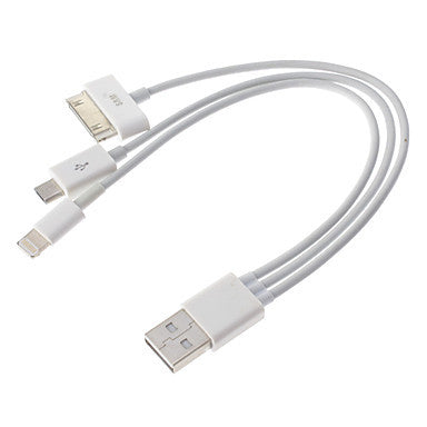3 in 1 USB Charger Cable Apple 8 Pin + Dock Connector + Micro USB Cable for iPhone 4 5 Android Phones Samsung P1000