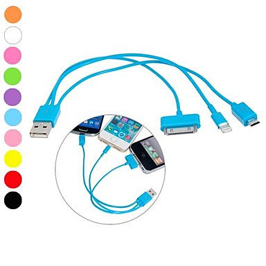 3- in-1 Lightning 8 Pin 30 Pin and Micro 5 Pin to USB Charging Cable for iPhone 6 iPhone 6 Plus and Others(20cm,Assorted Colors)