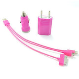 Colorful USB Car Charger with 3-in-1Portable Cable and EU Home Adapter