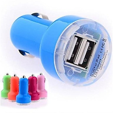 DC 12-24V 2.1A/ 1A Dual-USB Mini Auto Car Charger Adapter for iPhone and Others(Assorted Colors)