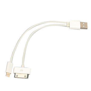 2 in 1 30 Pin and Apple 8 Pin Male to USB Sync and Charge Cable (18CM,White) for iPhone 6 iPhone 6 Plus