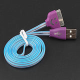 iOS 7 Compatible 30-Pin to USB Blue Glow Data Sync Charging Cable