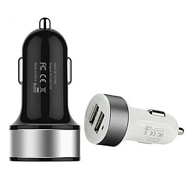 Dual-USB Car Cigarette Lighter Power Adapter for Smartphones and Tabs (Samsung S2/S3/S4/S5/Note2, iPhone)
