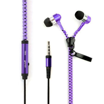 Fashion Zipper Style In-Ear Headphone with Mic for Mobilephone