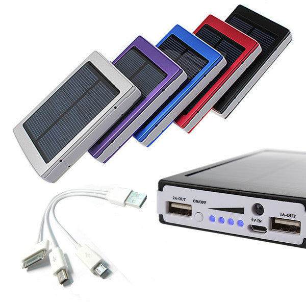 30000mAh Phone Mobile Solar Panel Travel Hiking Charger Battery Dual USB External Power Bank For Iphone For Samsung