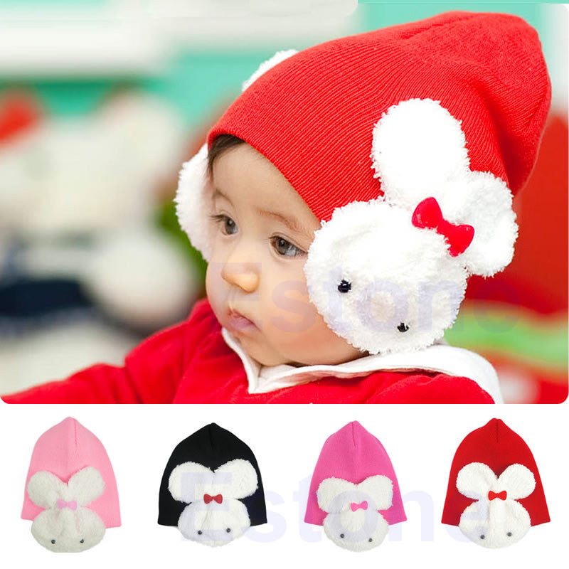 Baby Toddler Kids Boys Girl Winter Ear Flap Warm Hat Beanie Cap Crochet Rabbit