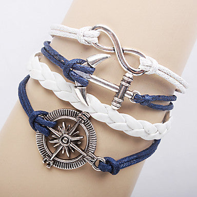 Alloy Owl Charm Sideways Leather Bracelets With an Adjustable String Bracelet