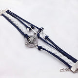 Women's Multilayer Alloy Anchor Infinite Charms Handmade Leather Bracelets