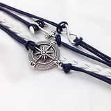 Women's Multilayer Alloy Anchor Infinite Charms Handmade Leather Bracelets