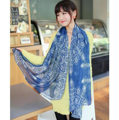 Fashion Totem female Korean version of the new chiffon and cotton scarf