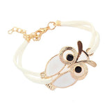 Alloy Owl Charm Sideways Leather Bracelets