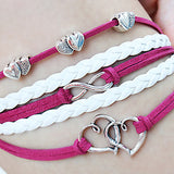 Women's Alloy Charms Infinity Love Double Heart Multi Strand leather bracelets