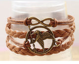 Metal Hunger Games Birds Infinity Bracelet Leather Multilayer bracelet