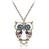 Antique Copper Alloy Zircon Owl Pattern Necklace
