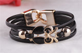 European and American Fashion Owl Beaded Leather Bracelet