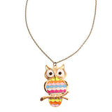 Retro Rainbow Owl Necklace