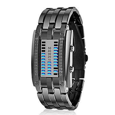 Fashion Unisex Black Dial Metal Band Quartz Analog Water Resistant Sport Wrist Watch