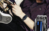 Unisex Black Dial Metal Band Quartz Analog Water Resistant Sport Wrist Watch