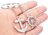 Rudder and Anchor Shaped Metal Keychain