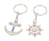 Rudder and Anchor Shaped Metal Keychain