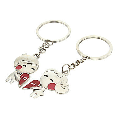 A Pair Boy & Girl Heart Shaped Lovers Keychains