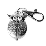 Silver Flip Open Owl Keychain Watch