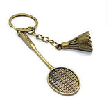 Vintage Badminton Bronze Alloy Keychain