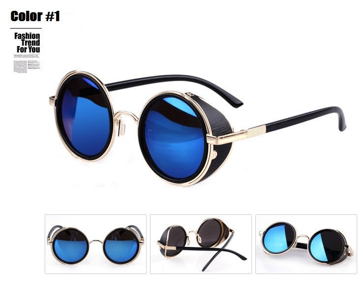 Steampunk Retro Coating mens vintage round Sunglasses Men women brand designer