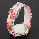 Women's Watch Fashion Colorful Flower Pattern Silicone Band