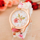 New Fashion Quartz Watch Rose Flower Print Silicone Watches