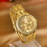 Geneva Watch Full Steel Watches Women dress Rhinestone Analog wristwatches Ladies Quartz watches