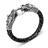 Leather Tibetan silver men bracelet titanium fashion male vintage accessories parataxis dragon bracelet men jewelry