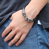 Leather Tibetan silver men bracelet titanium fashion male vintage accessories parataxis dragon bracelet men jewelry