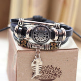 Handmade Fish Charm Genuine Leather Adjustable Bracelet Wristband Jewelry Unisex Men Woman
