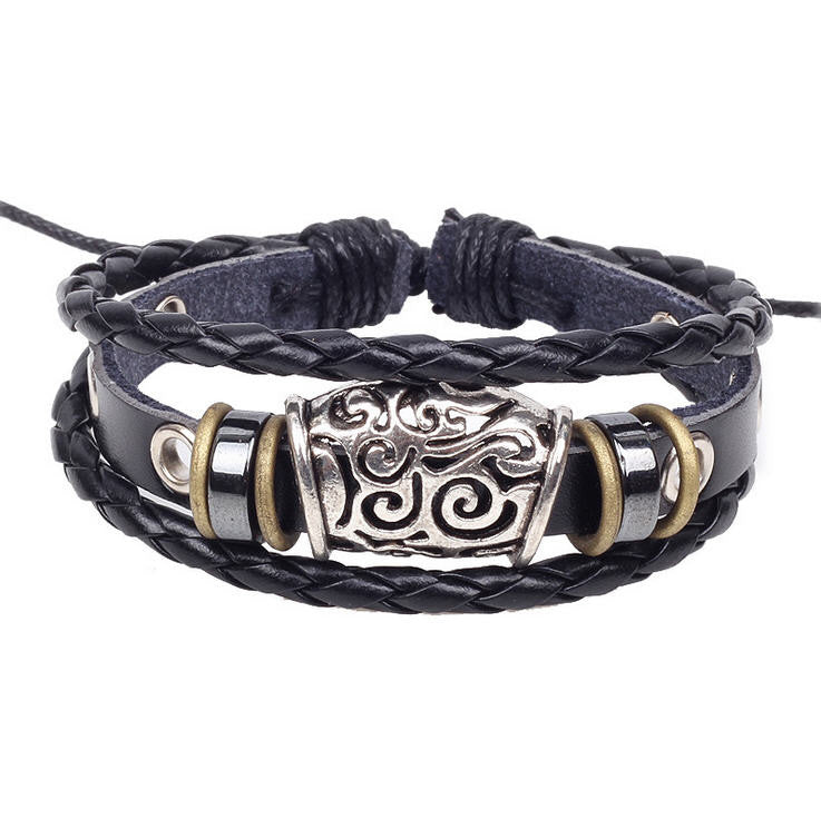 Handmade Genuine Leather Adjustable Bracelet Wristband Jewelry Unisex