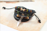 Wing Feather Charm Handmade Genuine Leather Adjustable Bracelet Wristband Jewelry Valentine's Day Gift Men Women bracelets