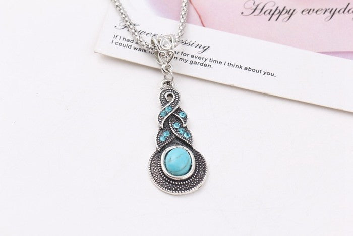 Jewelry Charming Crystal Tibetan Silver rhinestone cross Geometric round turquoise infinity pendant necklace jewelry