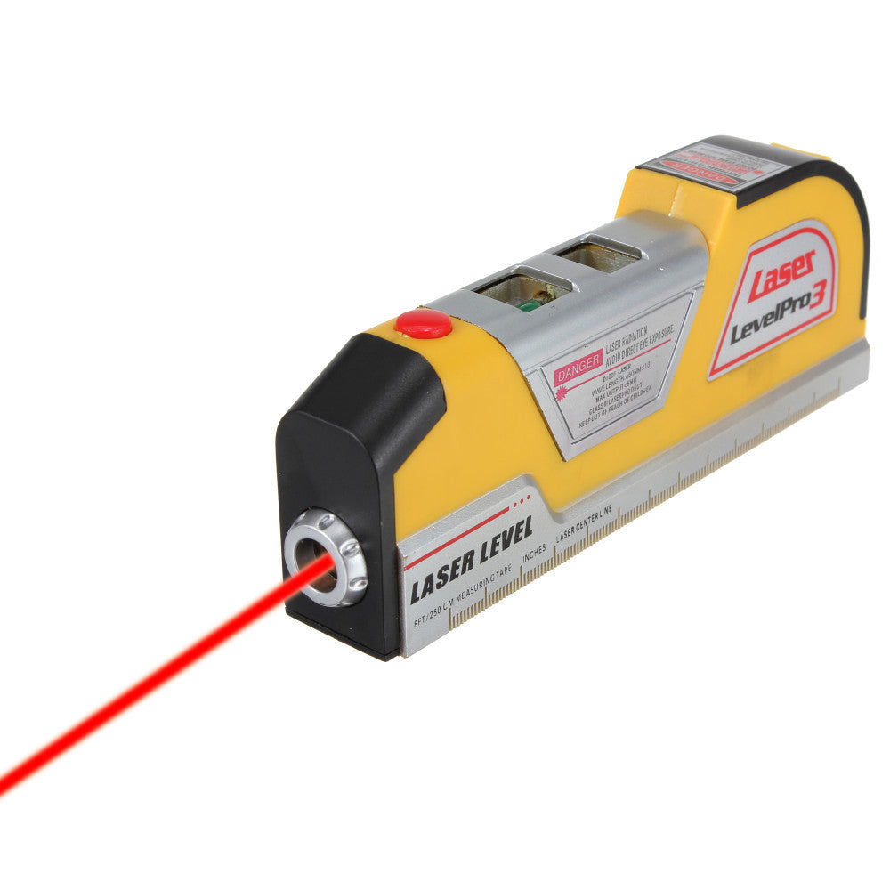 2.5M Laser Spirit Level Aligner Horizon Vertical Cross Line Tape Measure Ruler