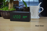 Sounds control novel alarm clocks 4 color LED Display Office wooden desk clock Sylish table clock
