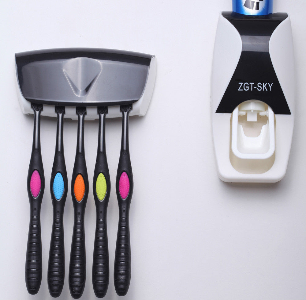 Fashion Automatic Toothpaste Dispenser +Toothbrush Holder Set